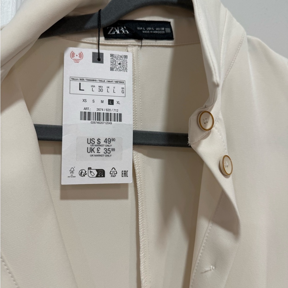 Zara Cream Button-Down Mini Dress - Picture 3 of 11